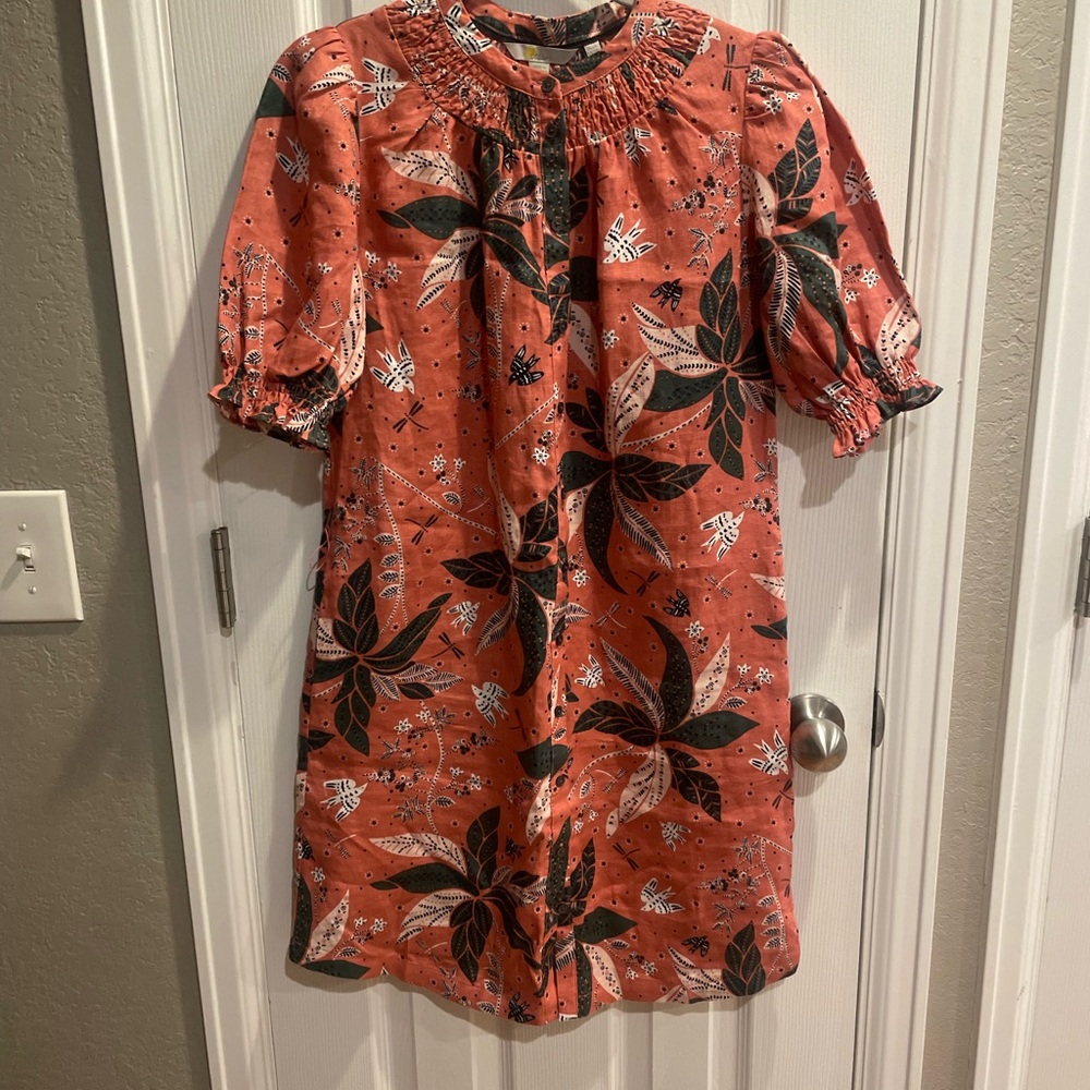 Boden Coral Floral Midi Dress.